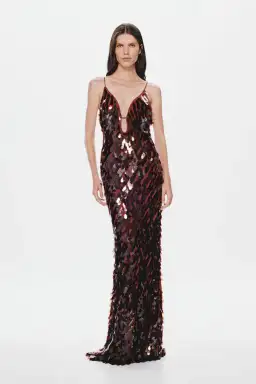 Misha Sapphire Sequin Maxi Dress in Fig Size 8/S for rent on The Volte - image 1