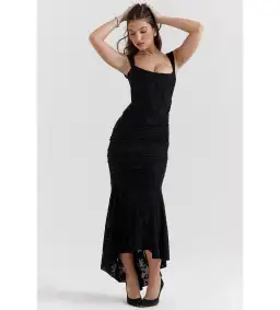 House Of CB Cesca Maxi Dress Black Floral Size 14 for rent on The Volte - image 3