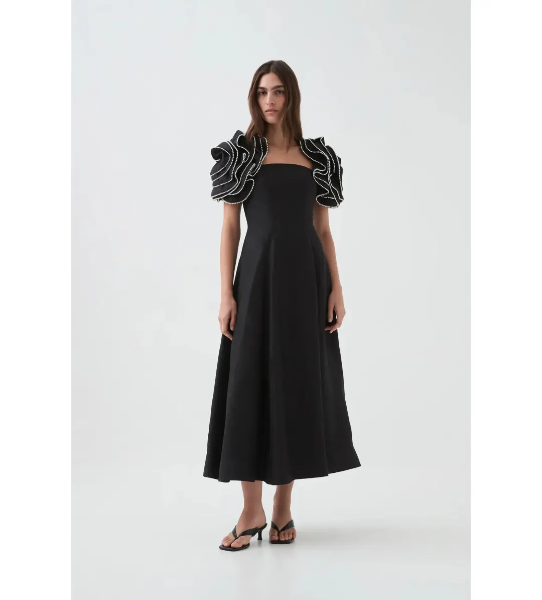 Aje Twyla Midi Dress Black Size 10 for rent on The Volte - main image