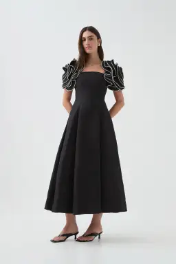 Aje Twyla Midi Dress Black Size 10 for rent on The Volte - image 1