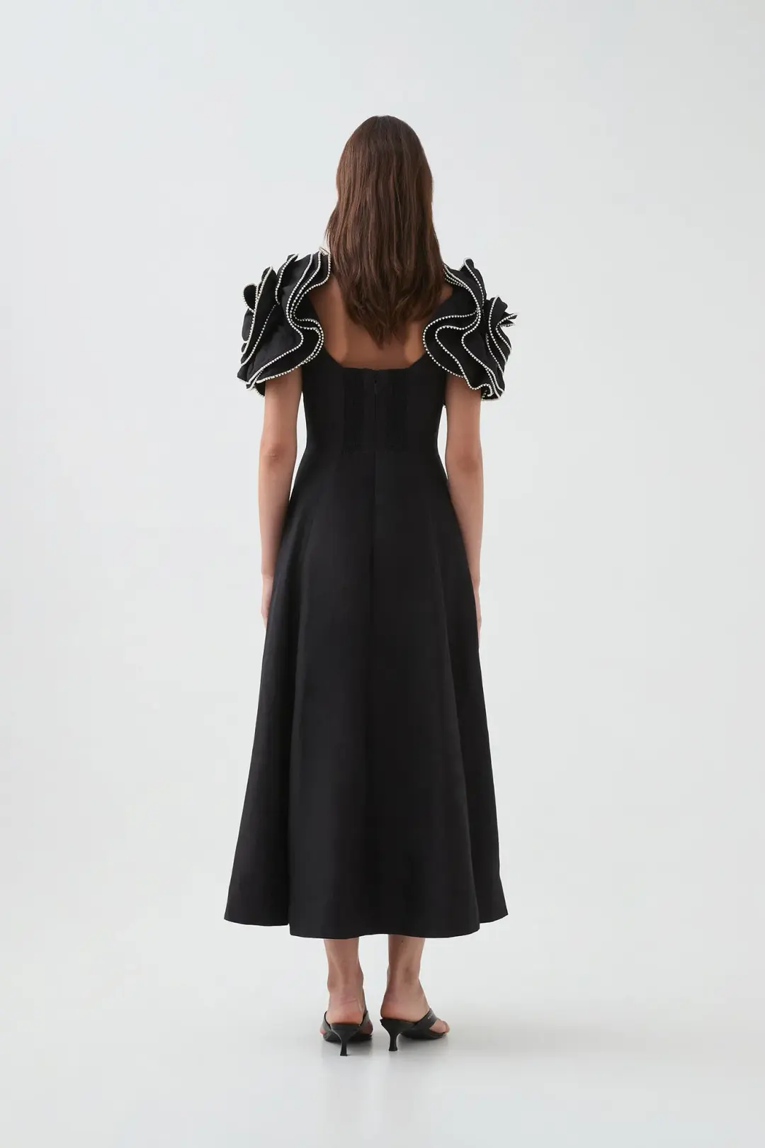 Aje Twyla Midi Dress Black Size 10 for rent on The Volte - main image