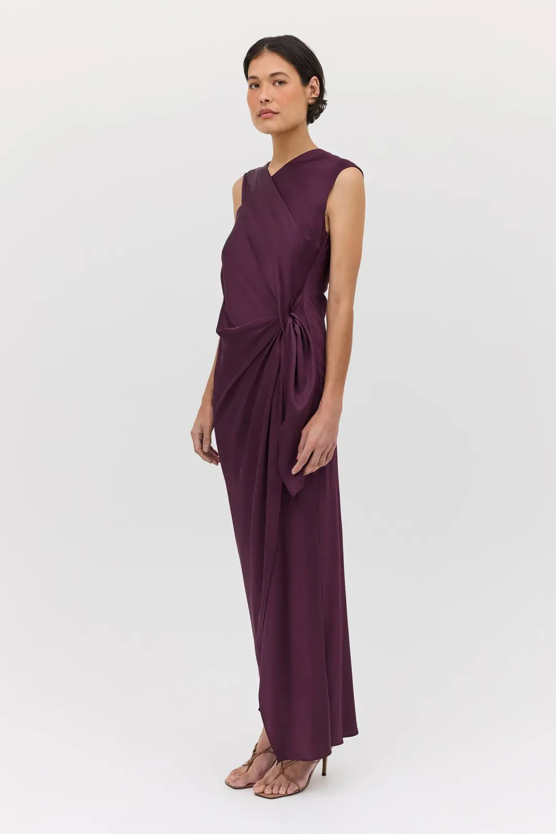 Bianca Spender Aubergine Satin Deviation Gown Size 10 for rent on The Volte - main image
