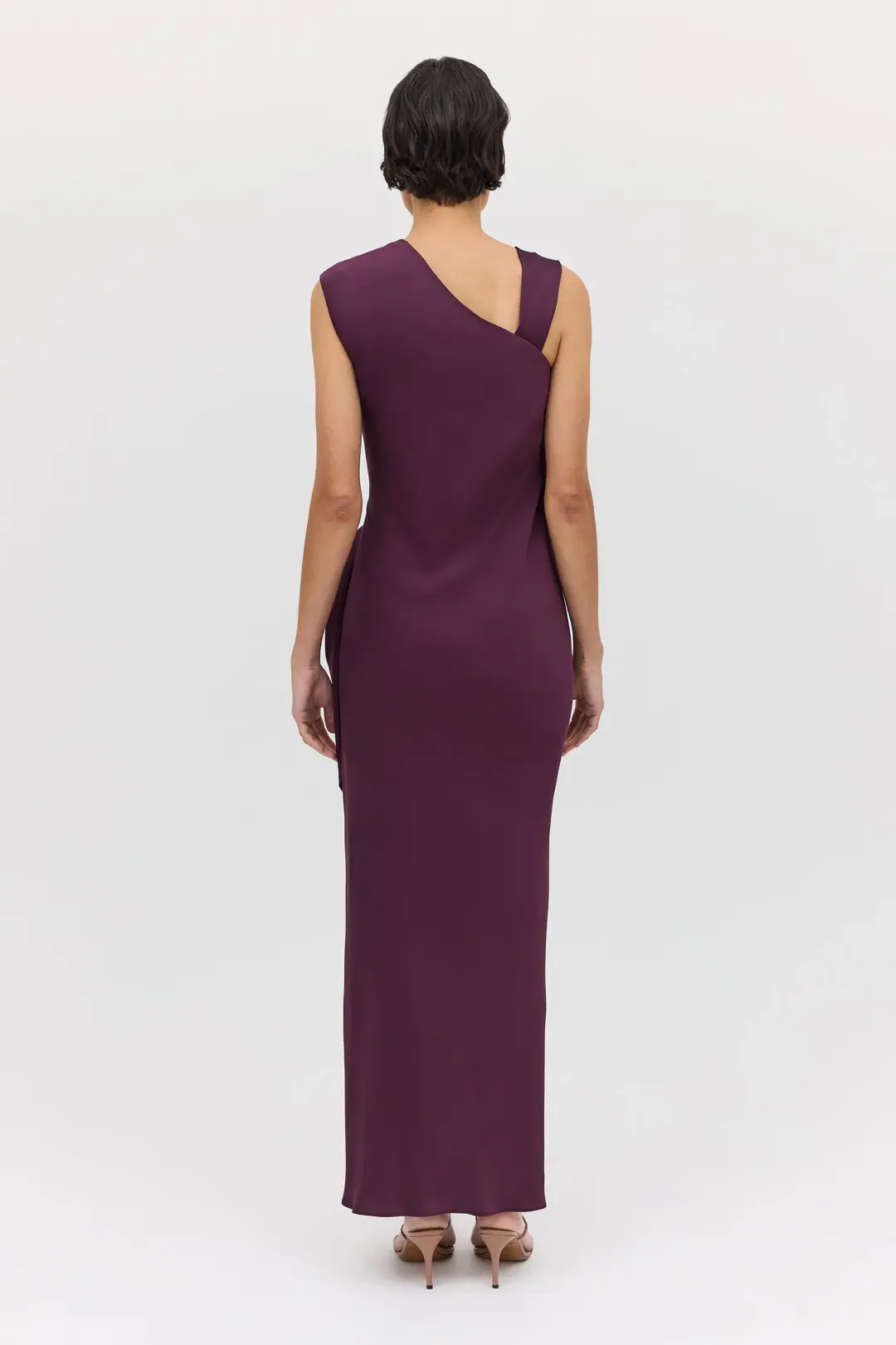 Bianca Spender Aubergine Satin Deviation Gown Size 10 for rent on The Volte - main image