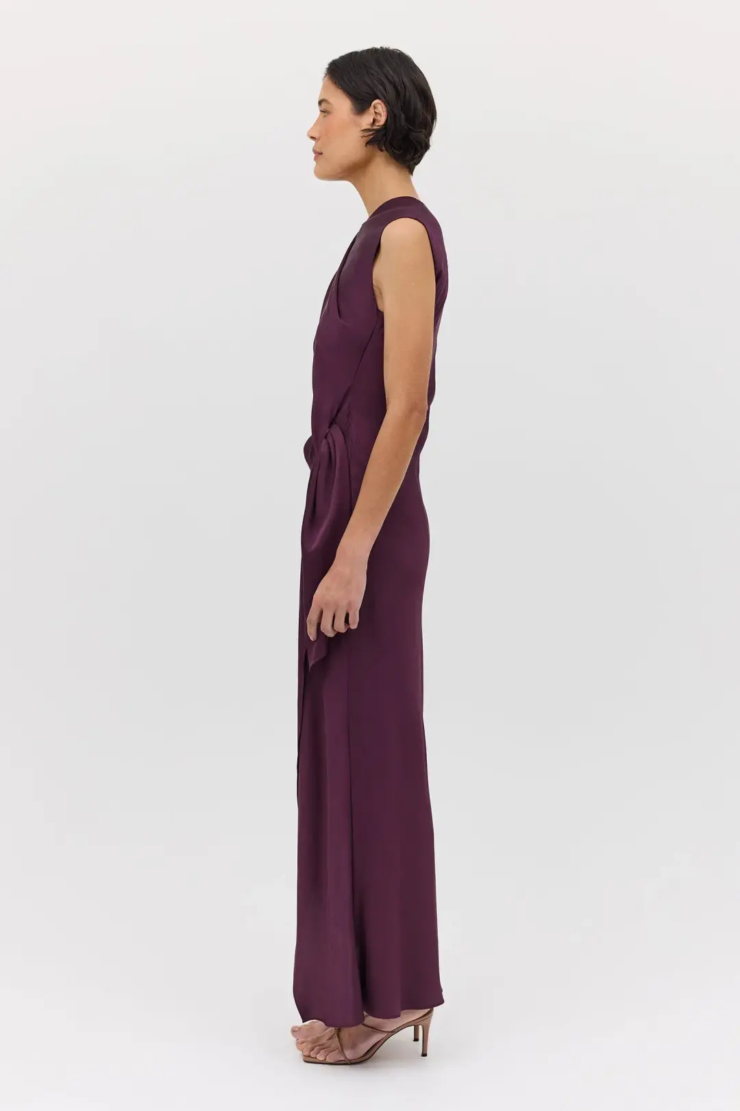 Bianca Spender Aubergine Satin Deviation Gown Size 10 for rent on The Volte - main image
