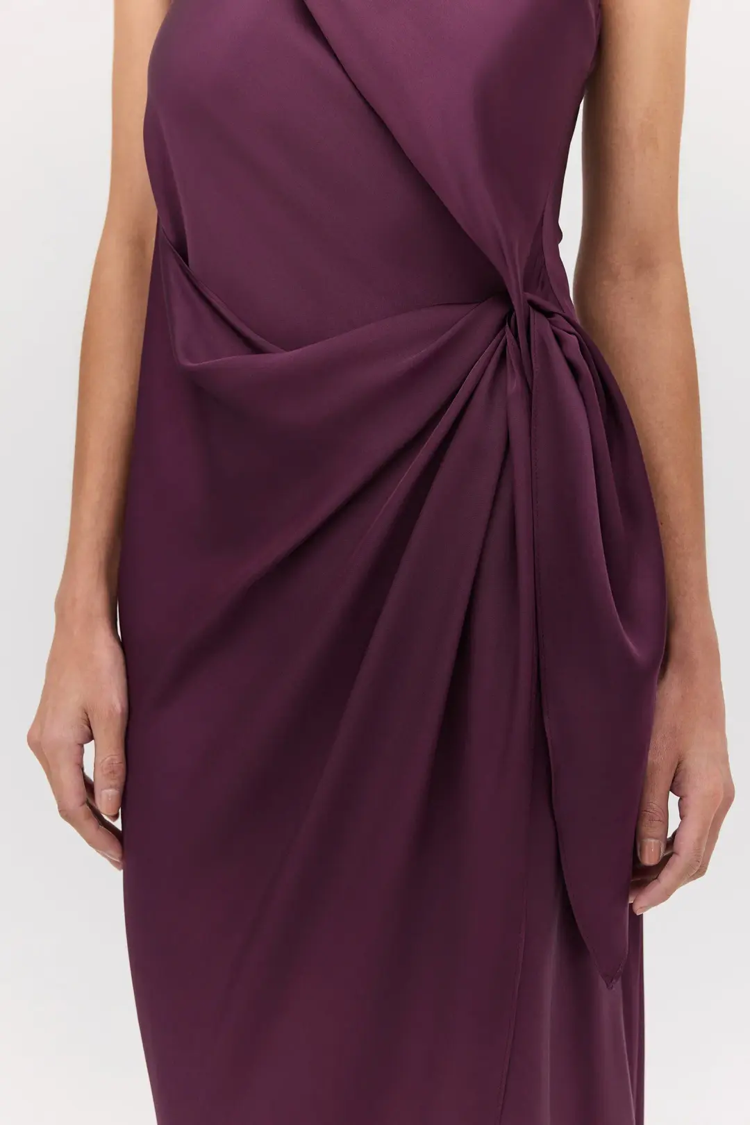 Bianca Spender Aubergine Satin Deviation Gown Size 10 for rent on The Volte - main image
