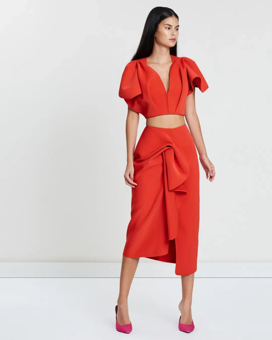 Acler Crawford Midi Set Red Size 8 for rent on The Volte - main image