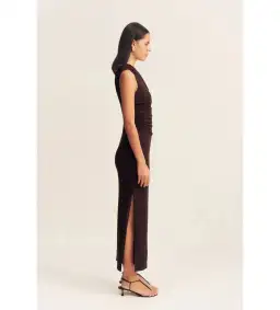 Shona Joy Beau Gathered Asymmetrical Midi Dress in Espresso Size XS / AU 6 for rent on The Volte - image 3