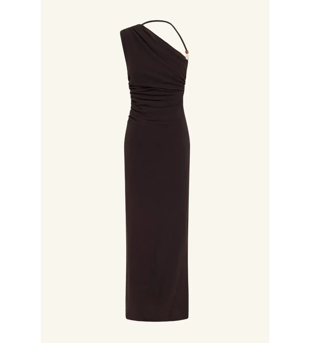Shona Joy Beau Gathered Asymmetrical Midi Dress in Espresso Size XS / AU 6 for rent on The Volte - main image