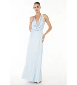 Manning Cartell Charmed Cowl Slip Maxi Dress Dove Blue Size AU 6