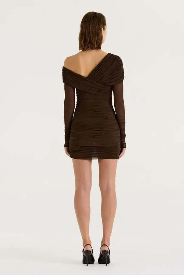 Henne Paris Mini Dress Chocolate Size AU 8 - Image 4