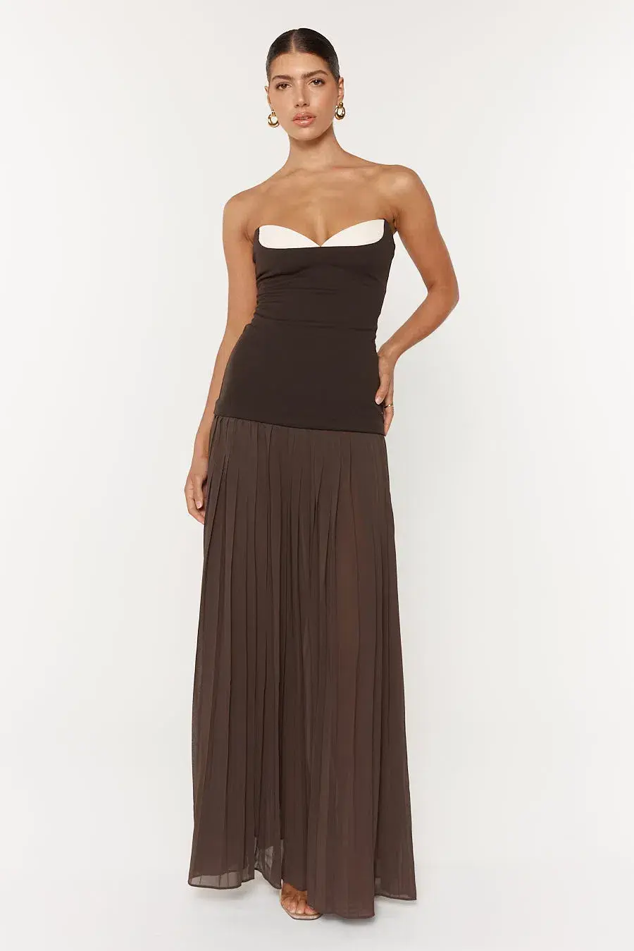 She is Olla Nicolette Maxi Dress Espresso Size 8 for rent on The Volte - main image