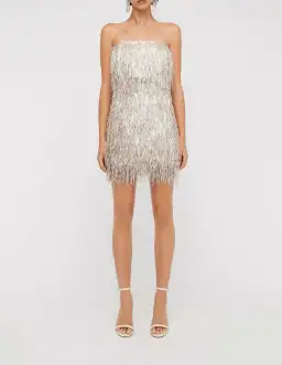 Scanlan Theodore Tinsel Bustier and Midi Skirt Silver Size AU 8 for rent on The Volte - image 3