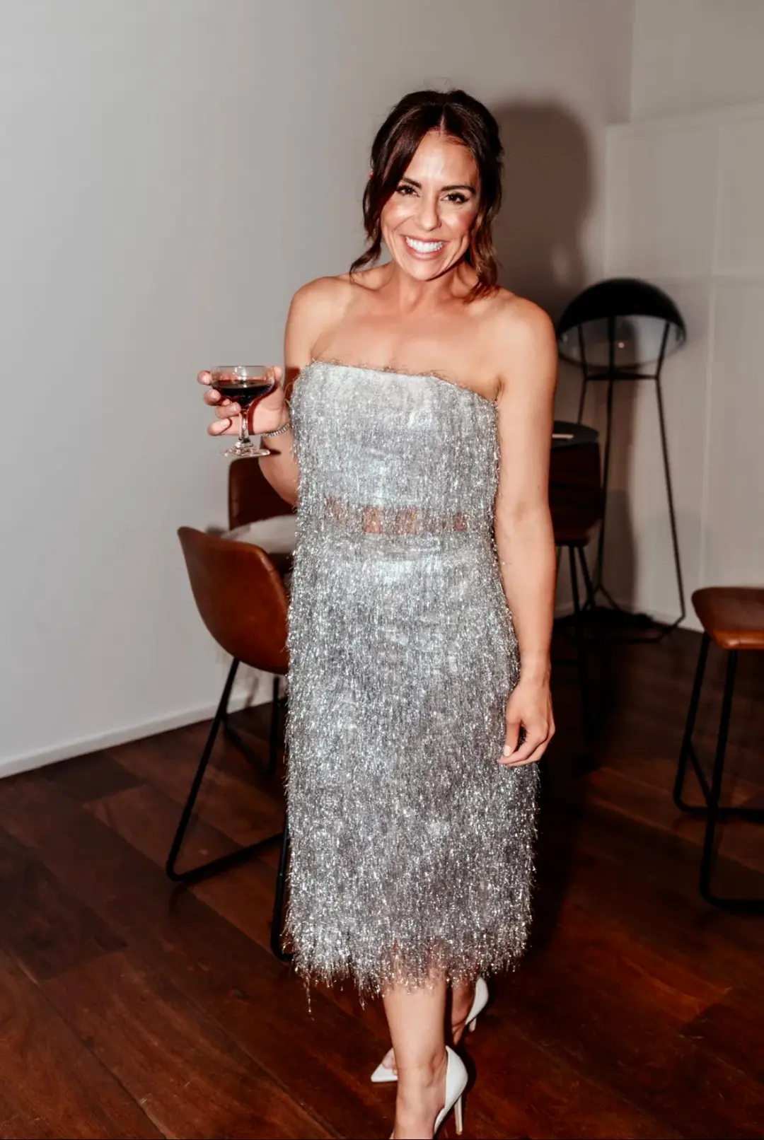 Scanlan Theodore Tinsel Bustier and Midi Skirt Silver Size AU 8 for rent on The Volte - main image