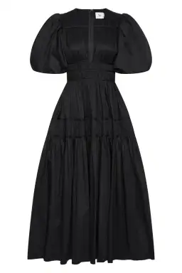 Aje Fallingwater Ruched Midi Dress Black Size 8 for rent on The Volte - image 4