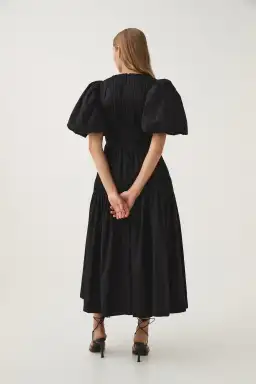 Aje Fallingwater Ruched Midi Dress Black Size 8 for rent on The Volte - image 3