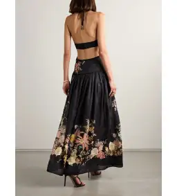 Zimmermann Tallow Halter Midi Dress Black Multi Floral Size 1/10 for rent on The Volte - image 2