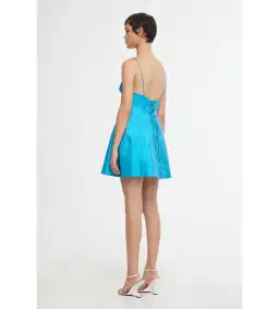 Acler Mornington Mini Dress Cyan Metallic Size AU 6 for rent on The Volte - image 3