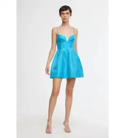 Acler Mornington Mini Dress Cyan Metallic Size AU 6 for rent on The Volte - image 1