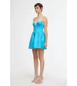 Acler Mornington Mini Dress Cyan Metallic Size AU 6 for rent on The Volte - image 2