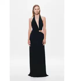 Misha Devon Cupro Maxi Dress Black Size 6 for rent on The Volte - image 1