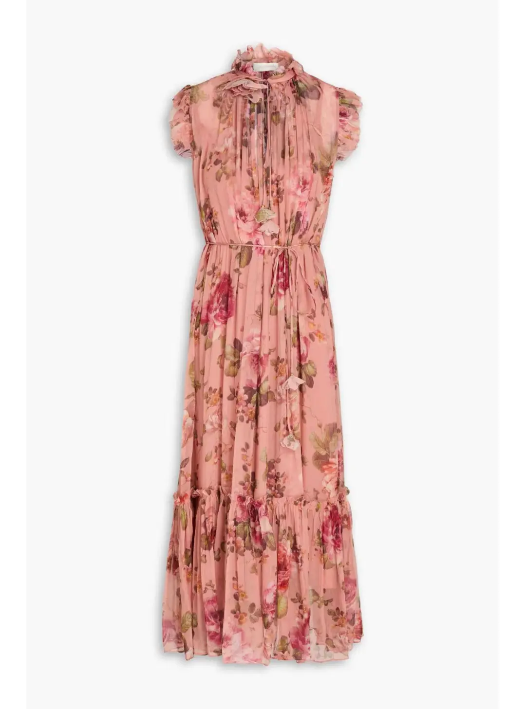 Zimmermann Luminosity Flutter Midi Dress in Dusty Pink Floral Size 1 AU 10 for rent on The Volte - main image