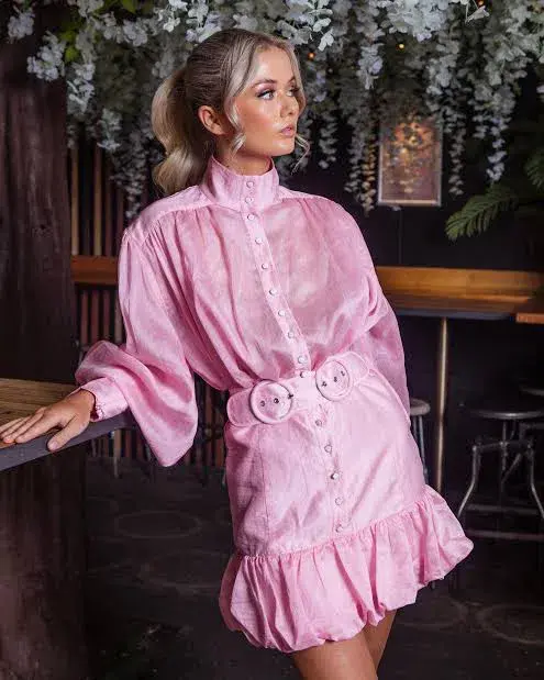 Mackenzie Mode Seeing Stars Mini Dress Pink Size AU 8 for rent on The Volte - main image