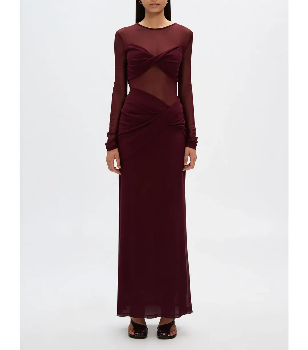 Misha The Abelia Mesh Maxi Dress in Berry Size 10 for rent on The Volte - main image