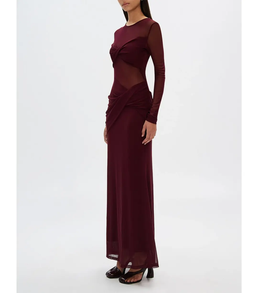 Misha The Abelia Mesh Maxi Dress in Berry Size 10 for rent on The Volte - main image