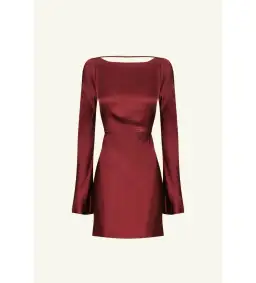 Shona Joy Elia Long Sleeve Open Back Tie Mini Dress Burgundy Size 10 for rent on The Volte - image 4