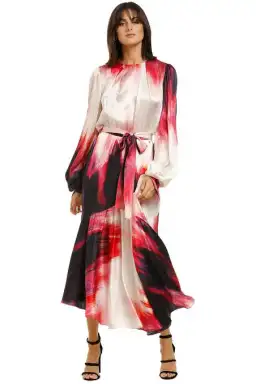 AJE Helena Silk Dye Maxi Dress In Miami Dye Size M/ AU 10