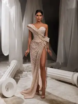 Donika Loci Daisy Gown Nude Size 8 AU for rent on The Volte - image 1