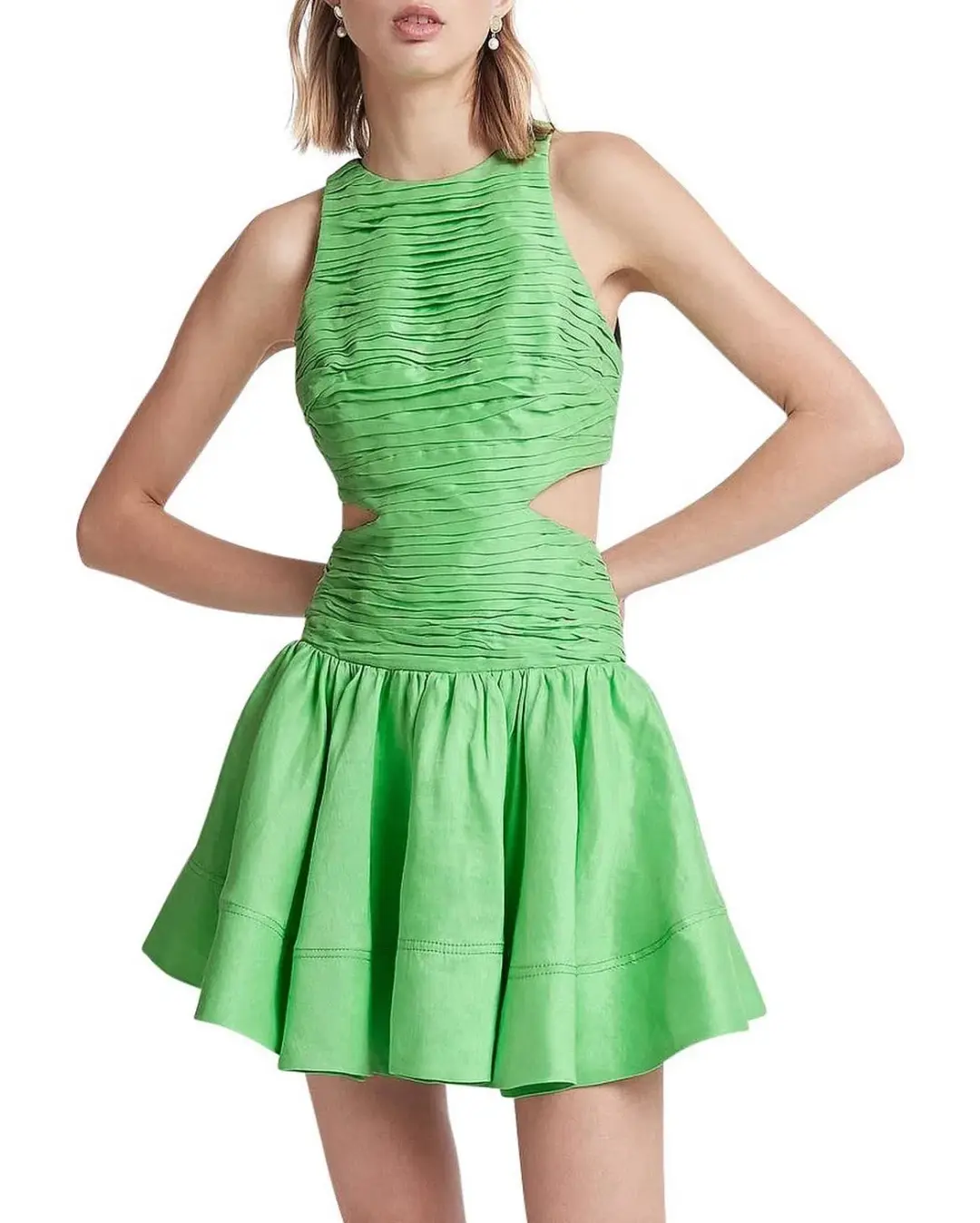 Aje Introspect Cut Out Mini Dress Green Size AU 16 for rent on The Volte - main image