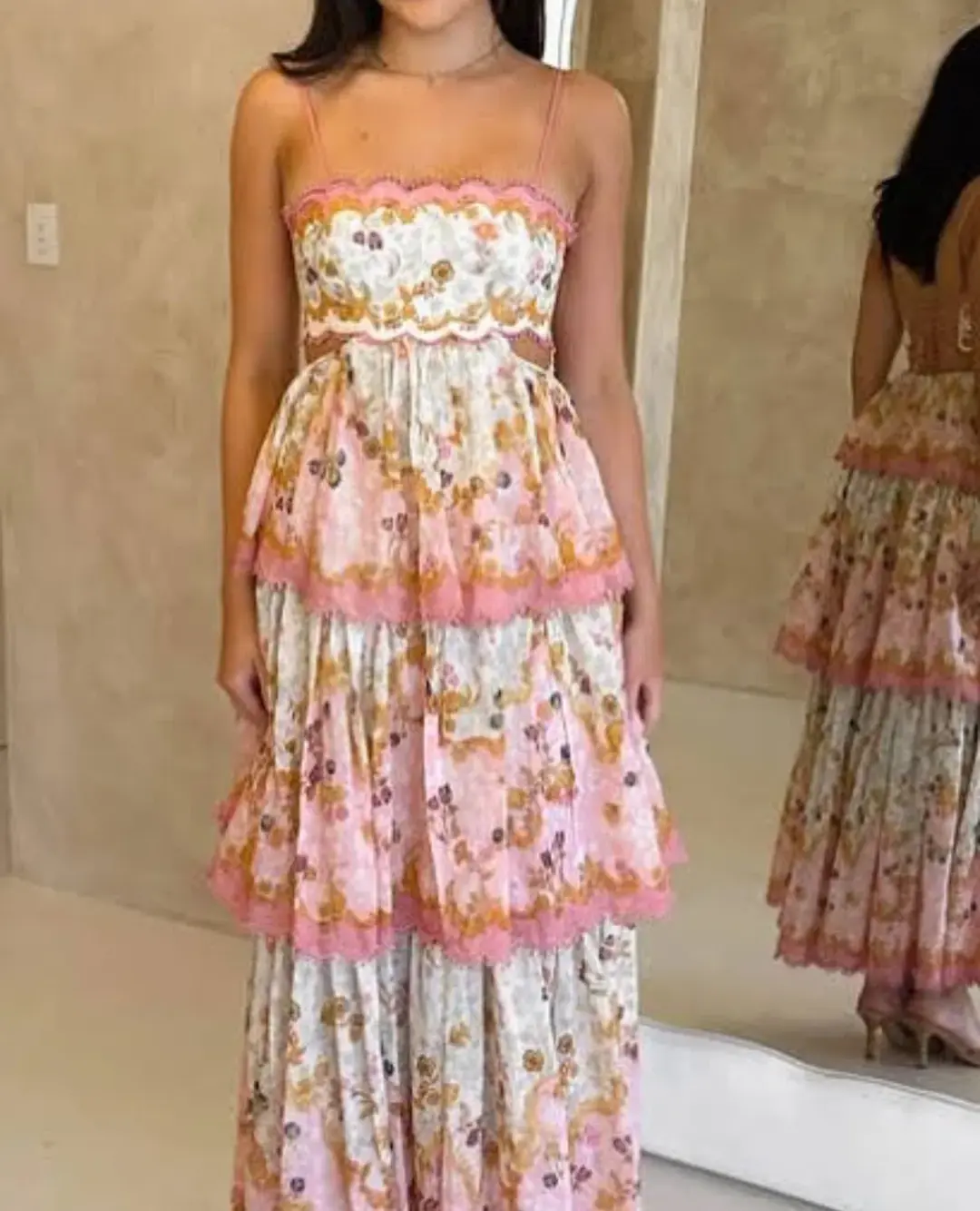 Zimmermann Laurel Frill Midi Dress Size AU 14 for rent on The Volte - main image