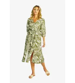 Ping Pong Flora V-Neck Button Midi Dress in Green Size 10/M for rent on The Volte - image 1