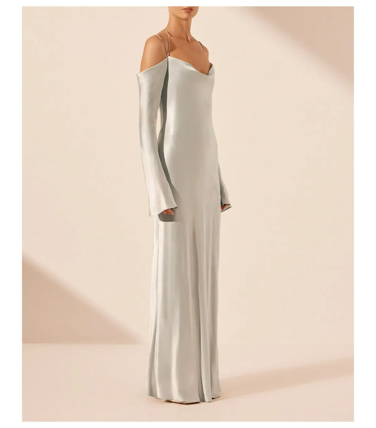 Shona Joy Sofia Off Shoulder Tie Maxi Dress Silver Size 8/S - Image 2