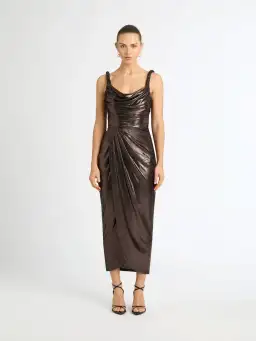 Sheike Celine Midi Dress Bronze Metallic Size 8 for rent on The Volte - image 1
