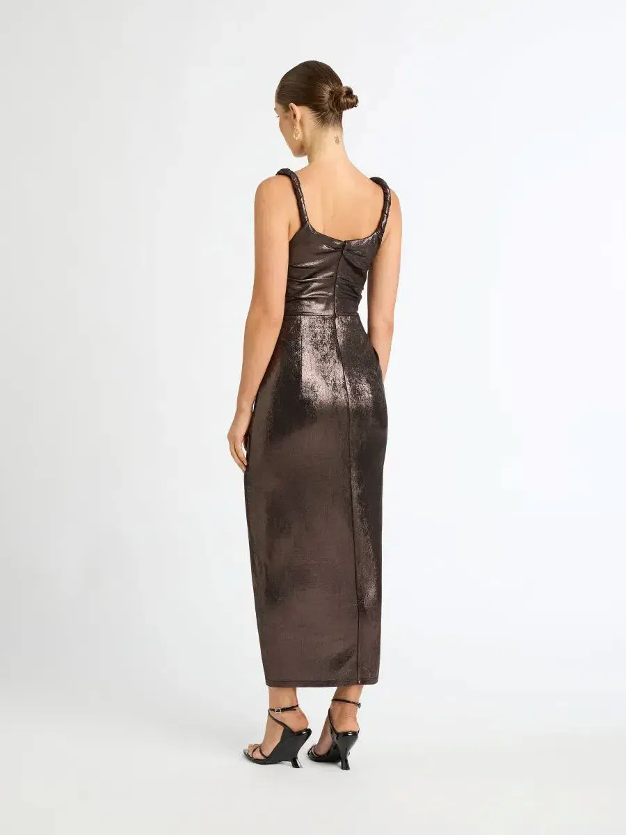 Sheike Celine Midi Dress Bronze Metallic Size 8 for rent on The Volte - main image
