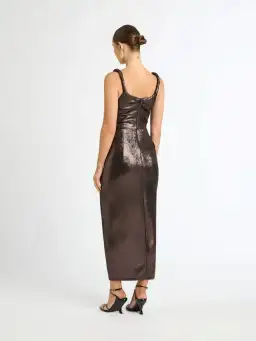 Sheike Celine Midi Dress Bronze Metallic Size 8 for rent on The Volte - image 2