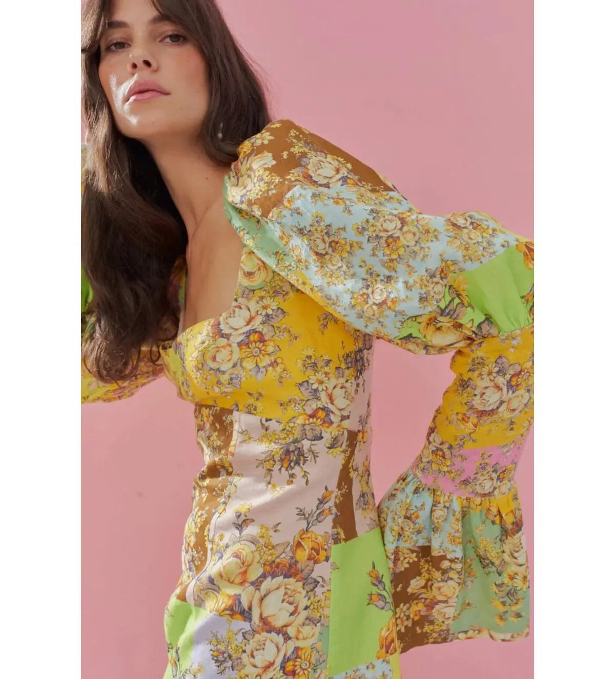 Alemais Matilde Puff Sleeve Mini Dress Multi Floral Size AU 10 - Image 3