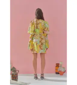 Alemais Matilde Puff Sleeve Mini Dress Multi Floral Size AU 10 for rent on The Volte - image 4