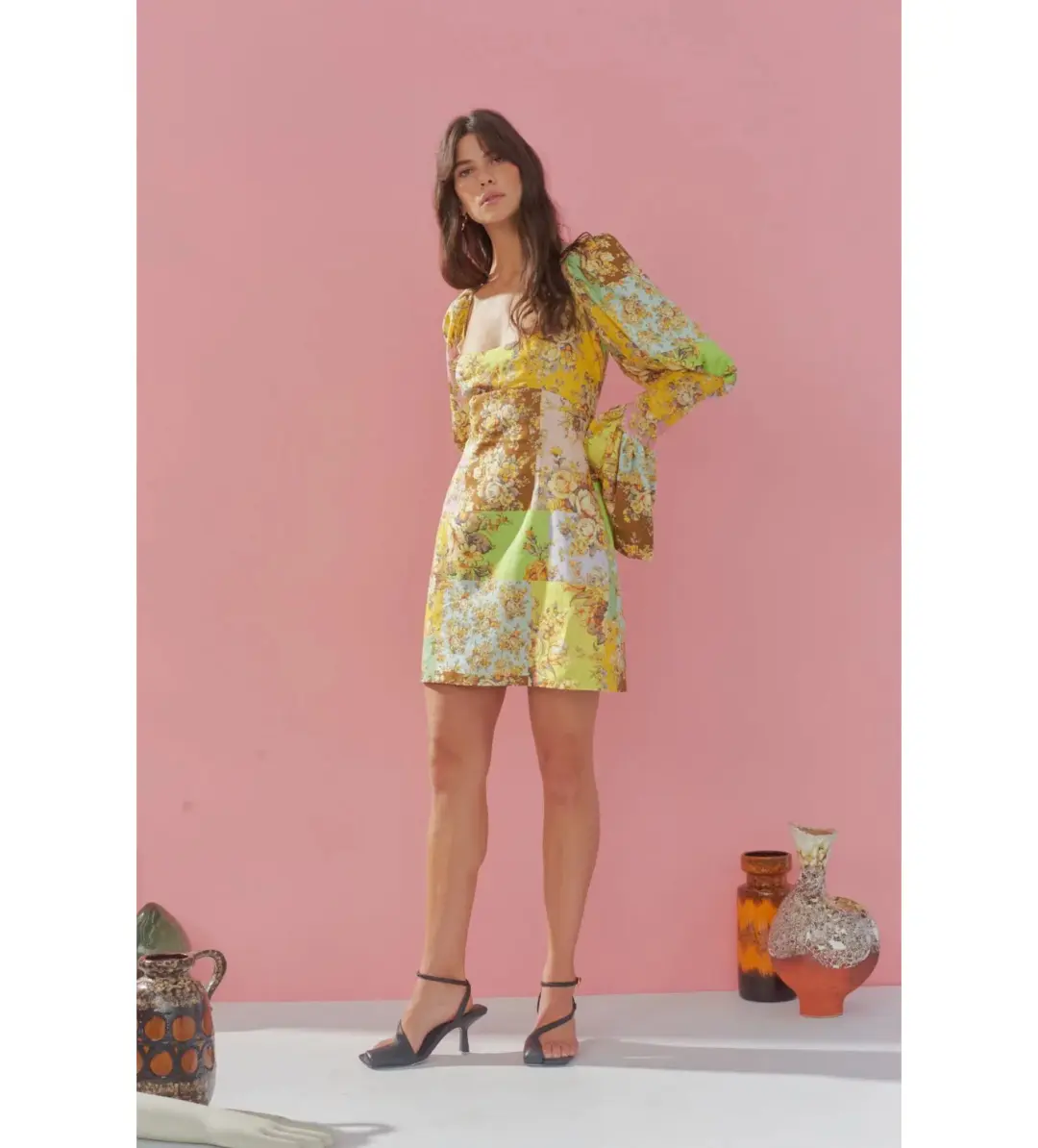 Alemais Matilde Puff Sleeve Mini Dress Multi Floral Size AU 10 for rent on The Volte - main image