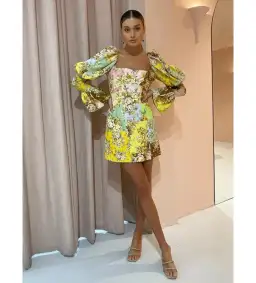 Alemais Matilde Puff Sleeve Mini Dress Multi Floral Size AU 10 for rent on The Volte - image 1