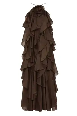 Aje Pandorea Layered Maxi Dress in Carob Brown Size 8 for rent on The Volte - image 3