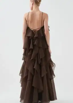 Aje Pandorea Layered Maxi Dress in Carob Size 10 for rent on The Volte - image 2