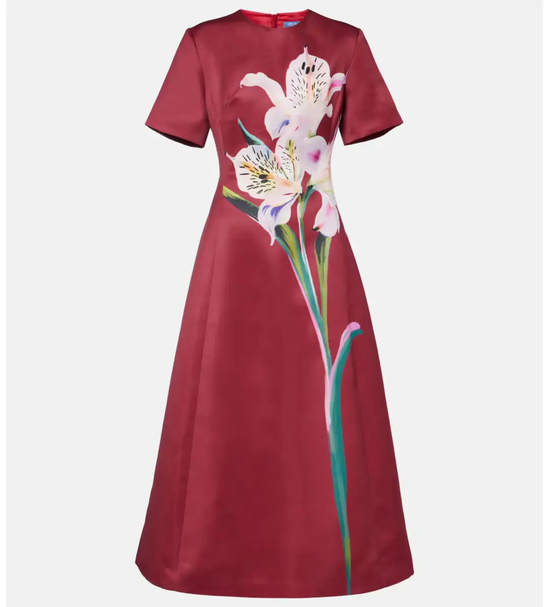 Leo Lin Caroline Short Sleeve Midi Dress in Burgundy Size AU 12 for rent on The Volte - main image