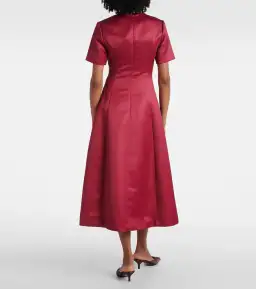 Leo Lin Caroline Short Sleeve Midi Dress in Burgundy Size 14 for rent on The Volte - image 3