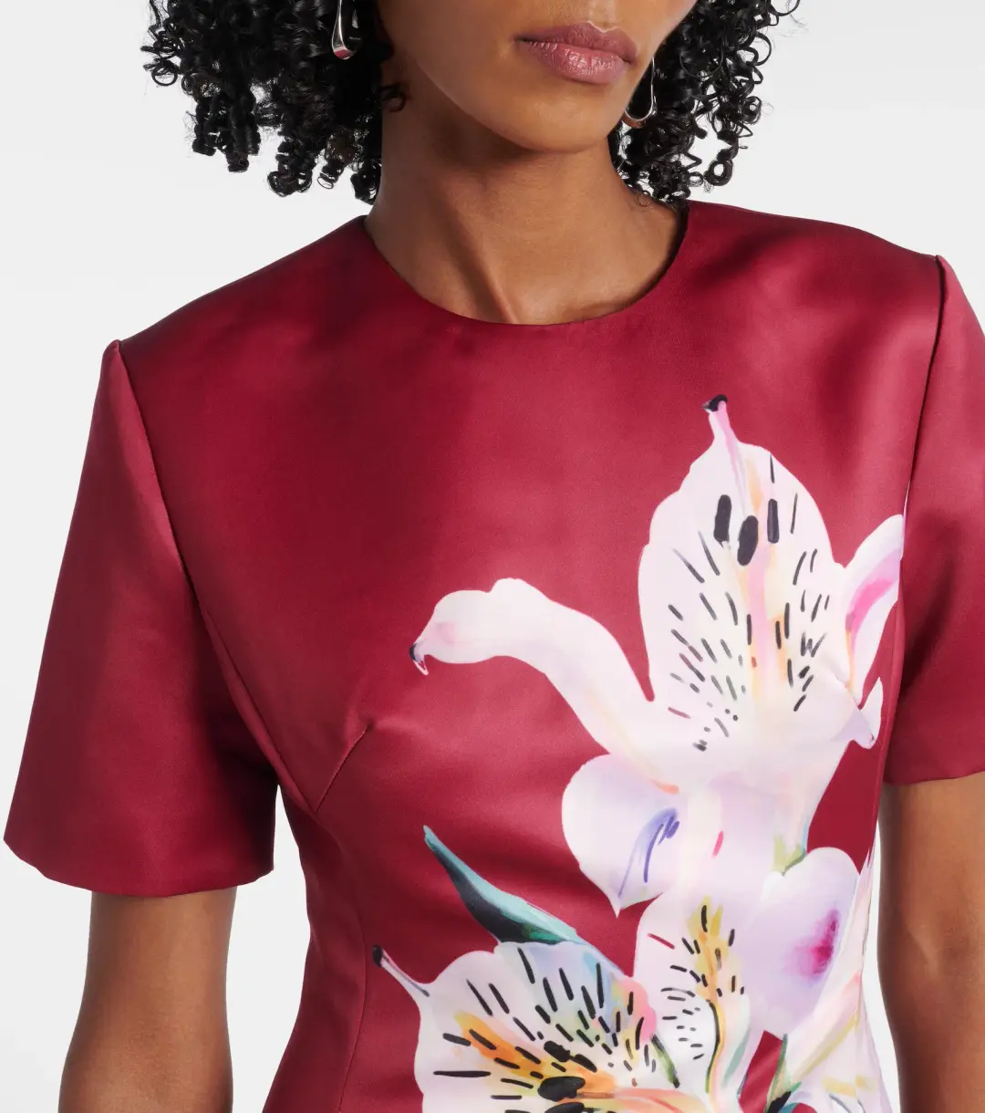 Leo Lin Caroline Short Sleeve Midi Dress in Burgundy Size 14 for rent on The Volte - main image