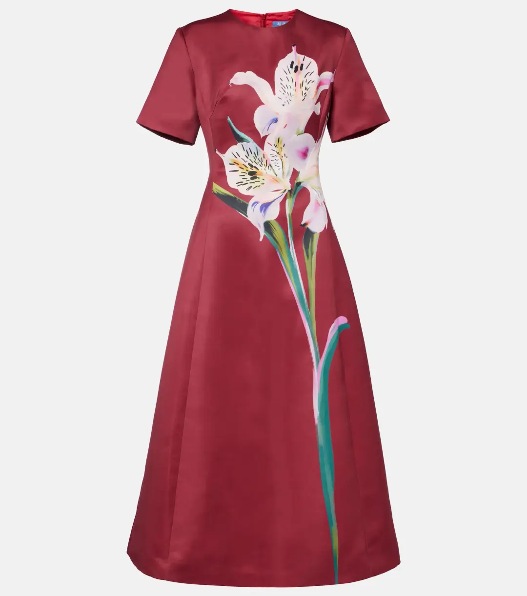 Leo Lin Caroline Short Sleeve Midi Dress in Burgundy Size 14 for rent on The Volte - main image