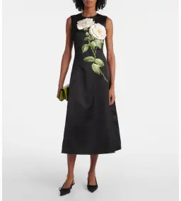 Leo Lin Cleo Midi Black Embellished White Rose Print Size 8 for rent on The Volte - image 1