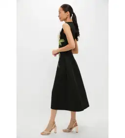 Leo Lin Cleo Embellished Sleeveless Midi Dress White Rose Print Size AU 14 for rent on The Volte - image 2